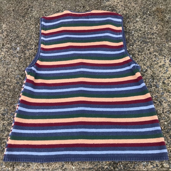 Vintage Sweater Vest by Golden Touch Multi Color button down Sz 18w blue red tan - Picture 5 of 6